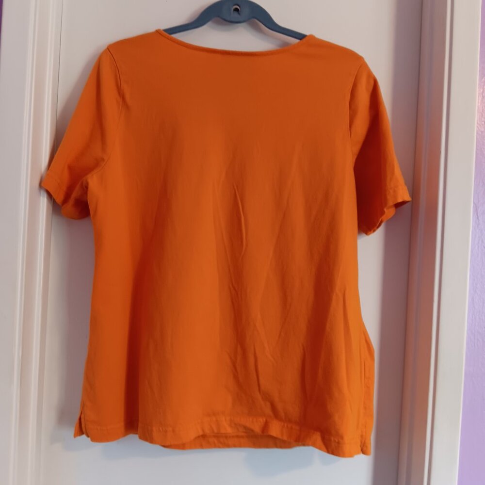BOB MACKIE WOMEN'S LARGE ORANGE CAT GRAPHIC TEE - Picture 6 of 7